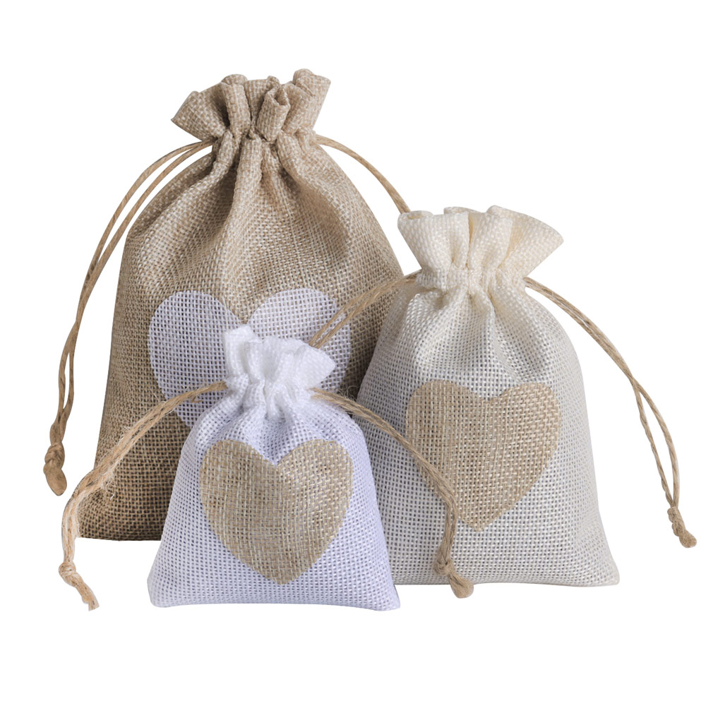 Linen Bag Bulk - Bolsa de lino con corazón para